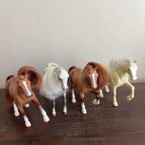 Lot Of 4 Toy Horses Plastic Brushable Hair Farm Animals Figures Kids Pretend